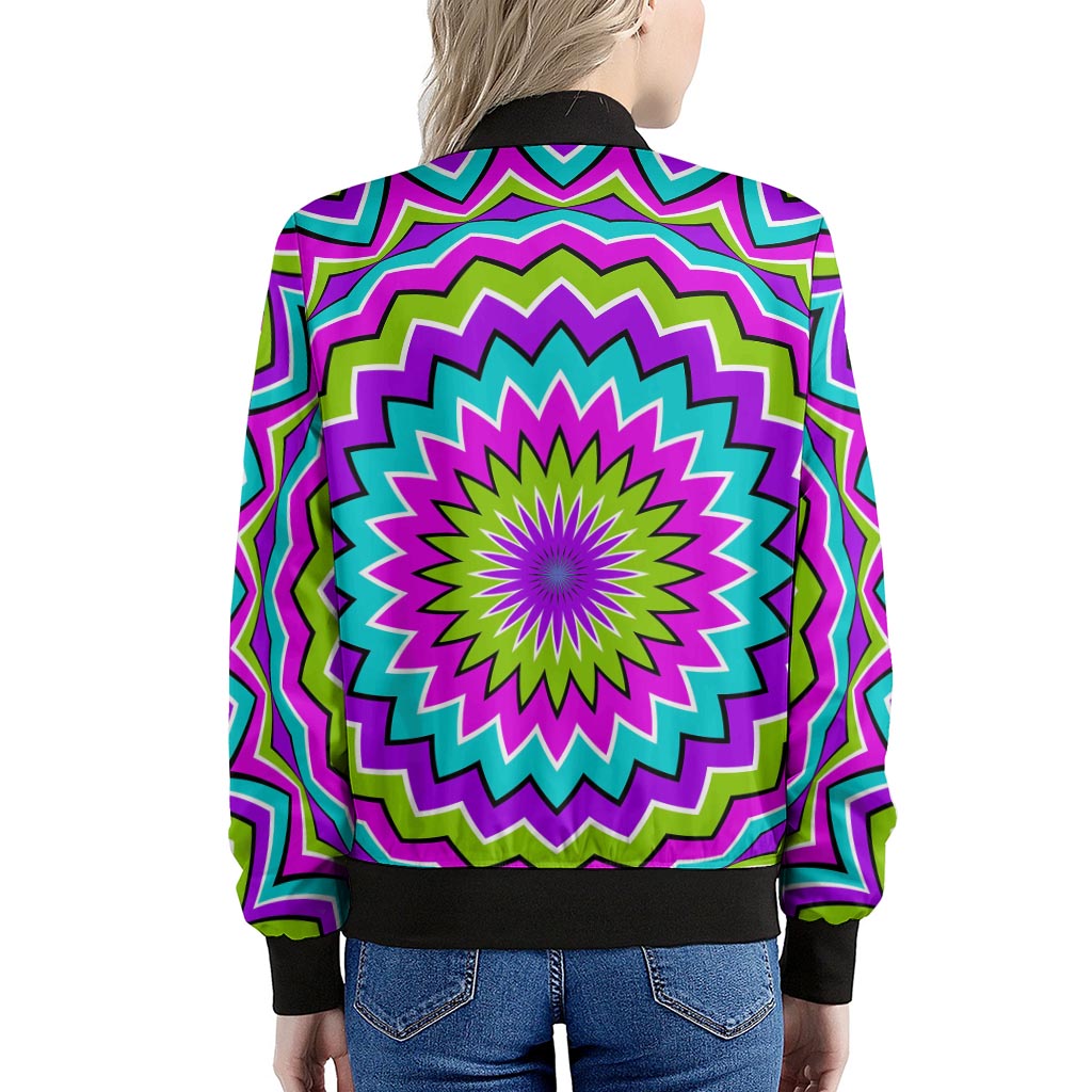 Dizzy Circle Moving Optical Illusion Women's Bomber Jacket