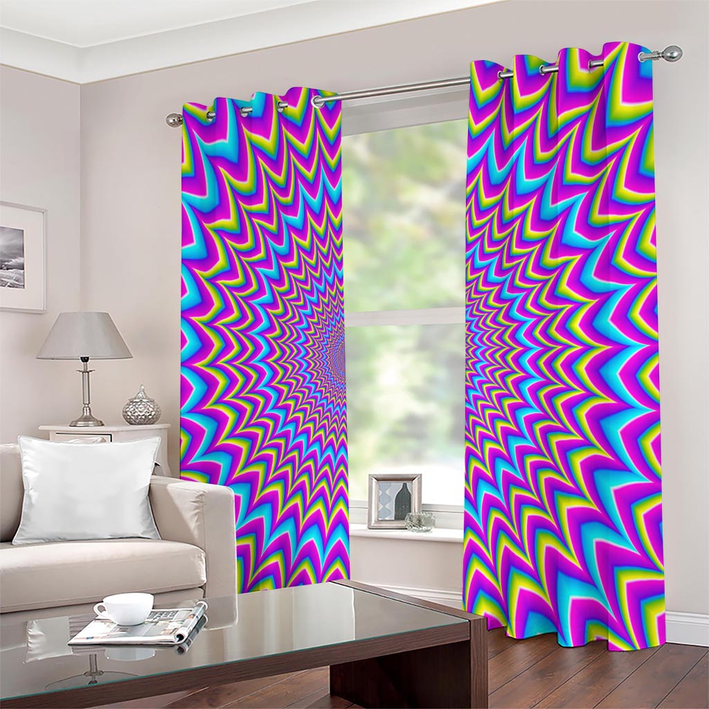 Dizzy Spiral Moving Optical Illusion Extra Wide Grommet Curtains