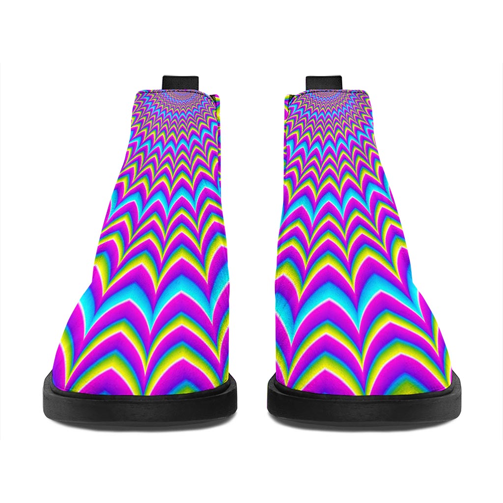 Dizzy Spiral Moving Optical Illusion Flat Ankle Boots
