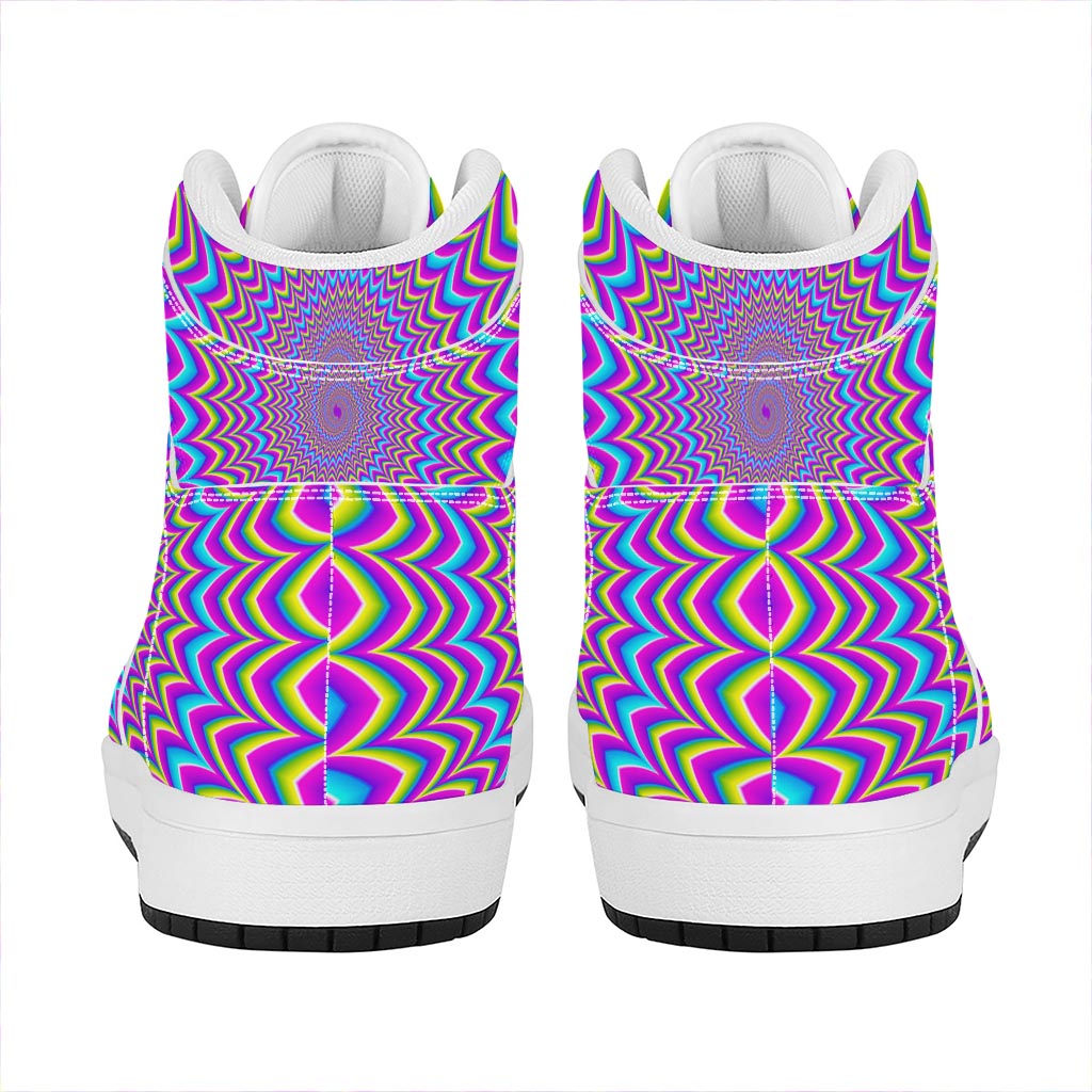 Dizzy Spiral Moving Optical Illusion High Top Leather Sneakers