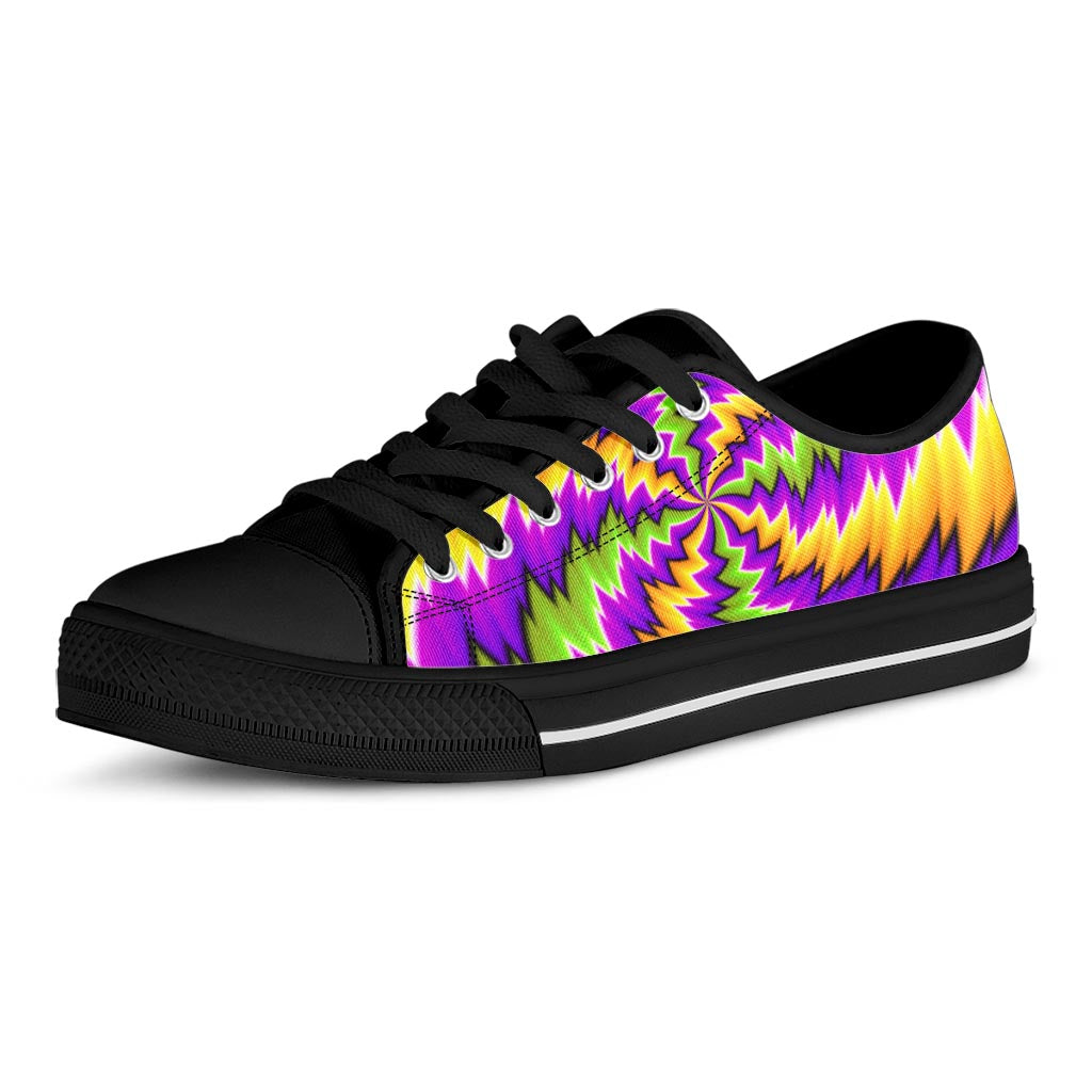 Dizzy Vortex Moving Optical Illusion Black Low Top Sneakers