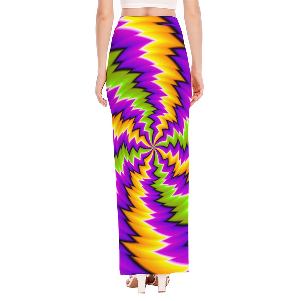 Dizzy Vortex Moving Optical Illusion High Slit Maxi Skirt