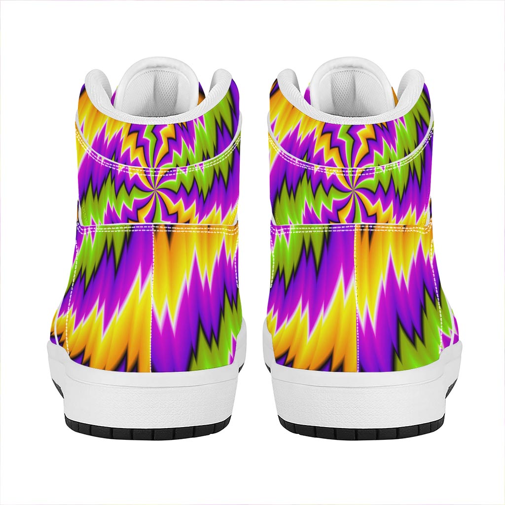 Dizzy Vortex Moving Optical Illusion High Top Leather Sneakers