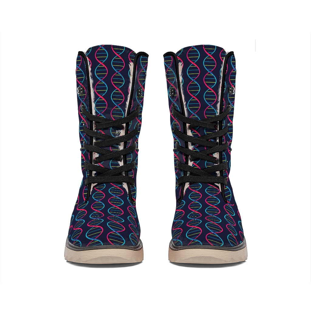 DNA Helix Pattern Print Winter Boots