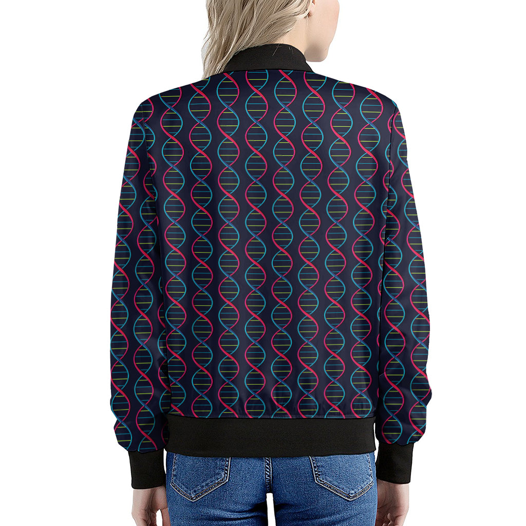DNA Helix Pattern Print Women's Bomber Jacket