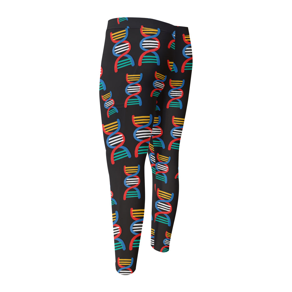 DNA Strands Pattern Print Men's Compression Pants