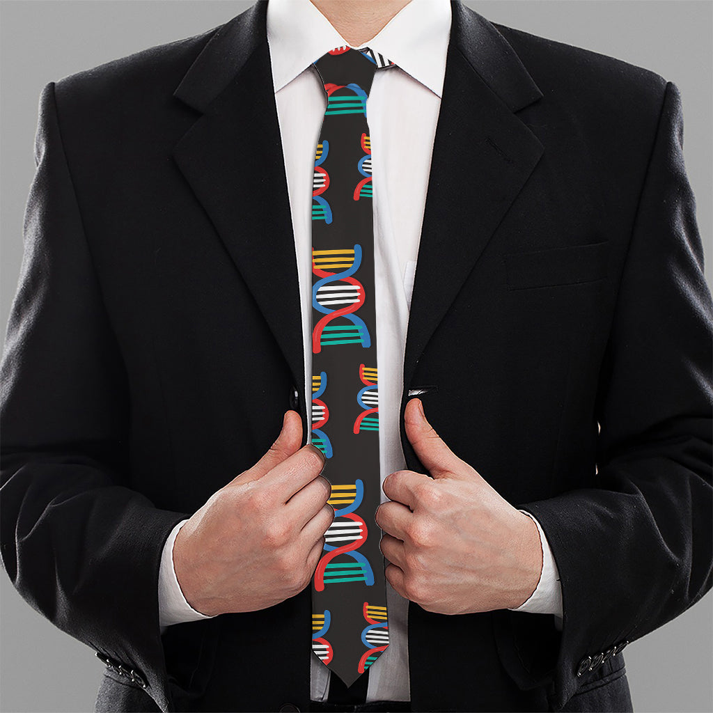 DNA Strands Pattern Print Necktie