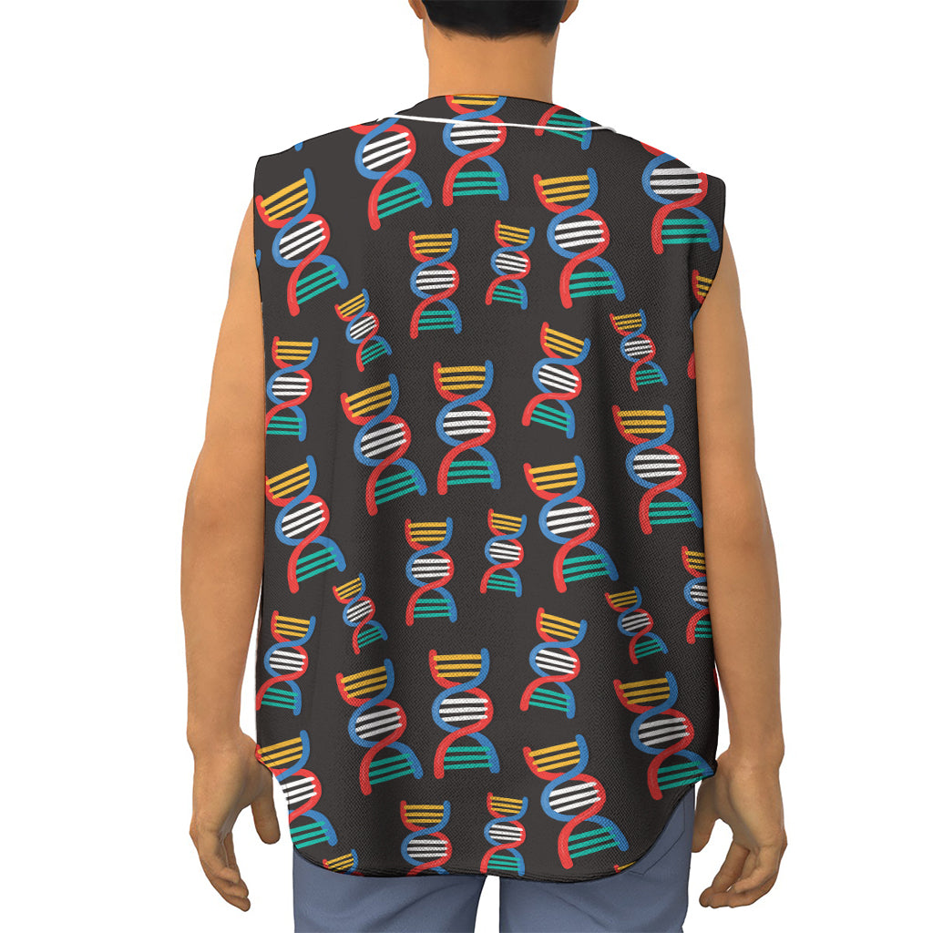 DNA Strands Pattern Print Sleeveless Baseball Jersey