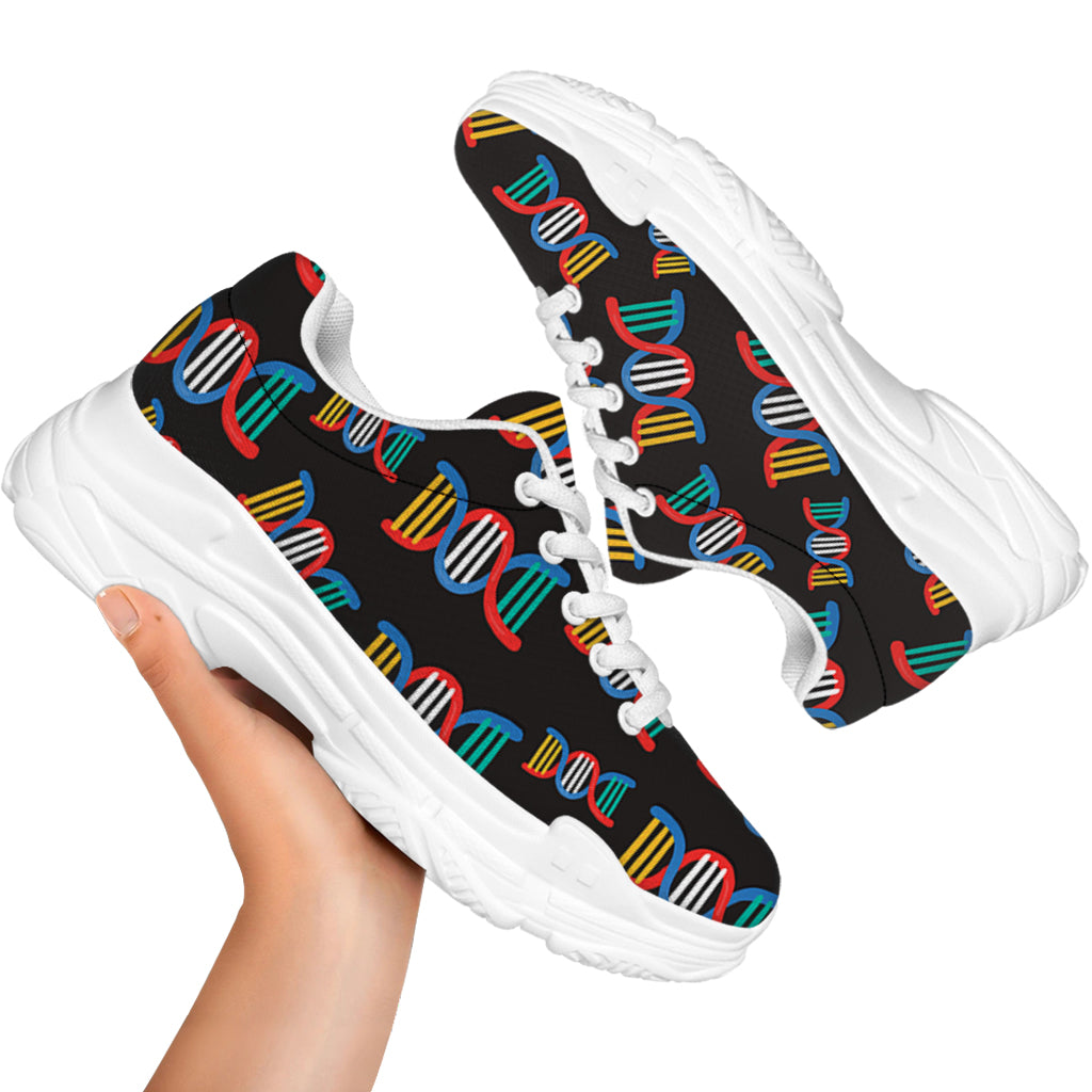 DNA Strands Pattern Print White Chunky Shoes
