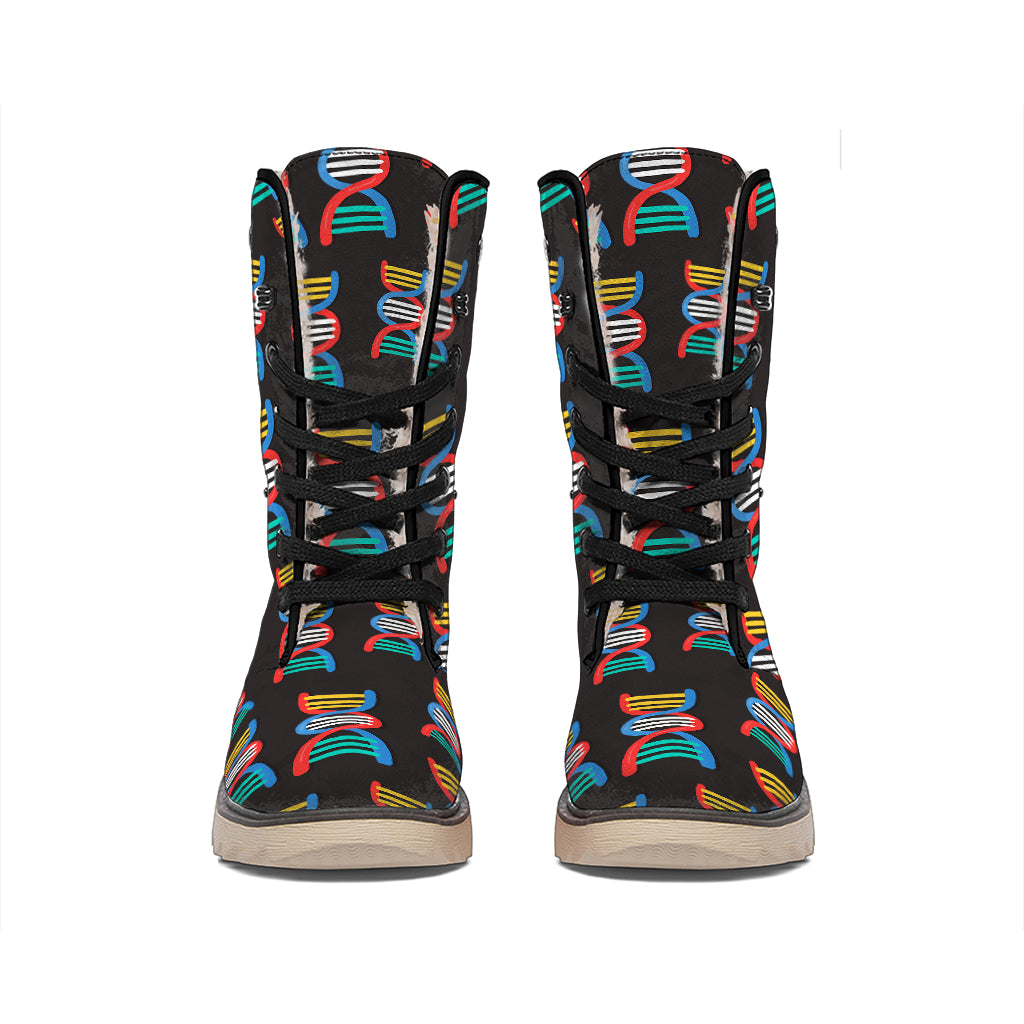 DNA Strands Pattern Print Winter Boots