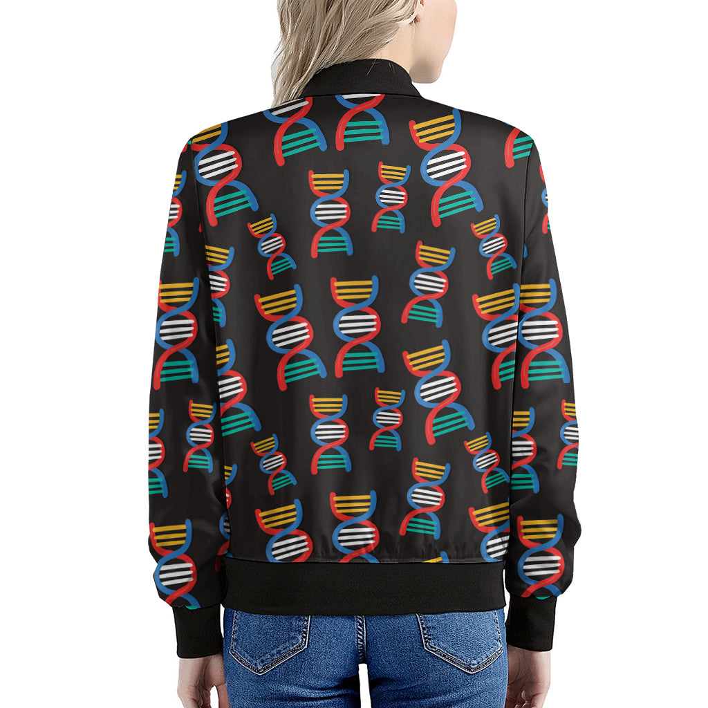 DNA Strands Pattern Print Women's Bomber Jacket