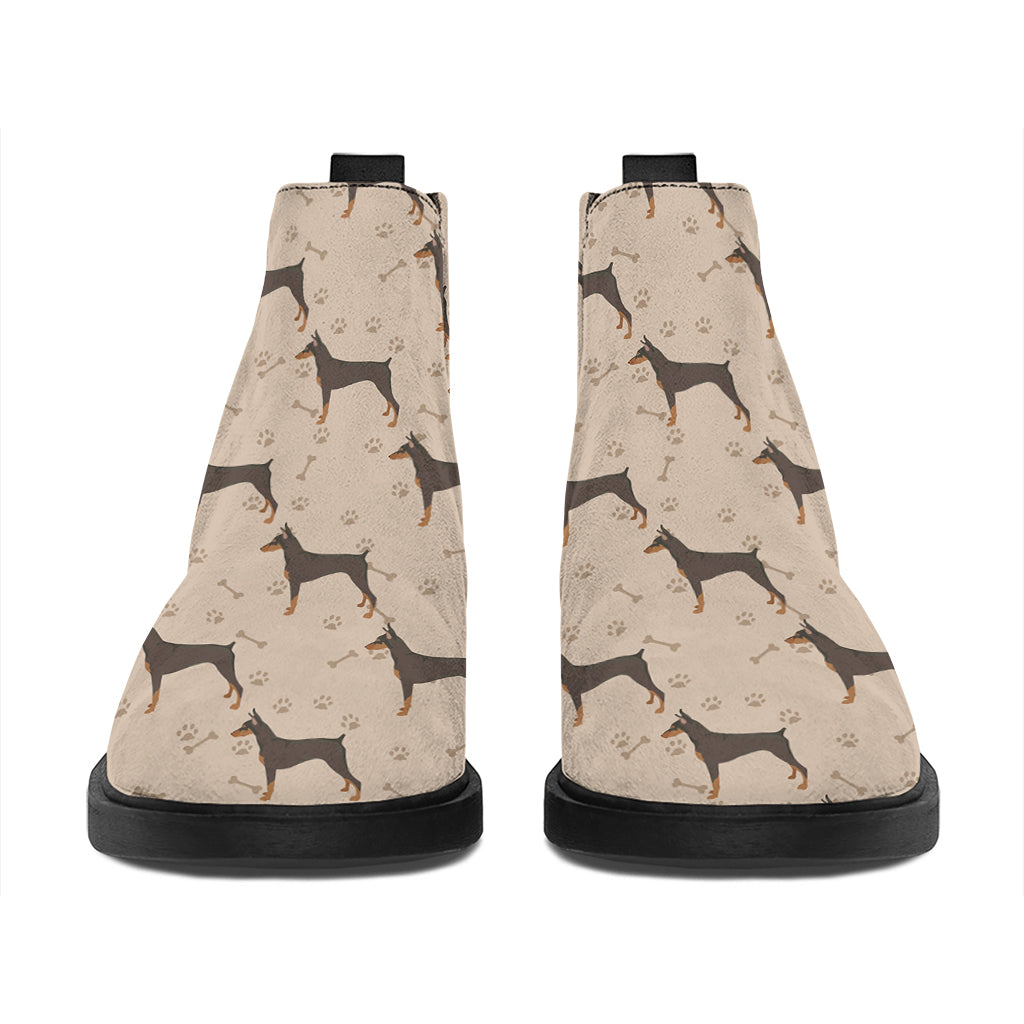 Doberman Pinscher Pattern Print Flat Ankle Boots
