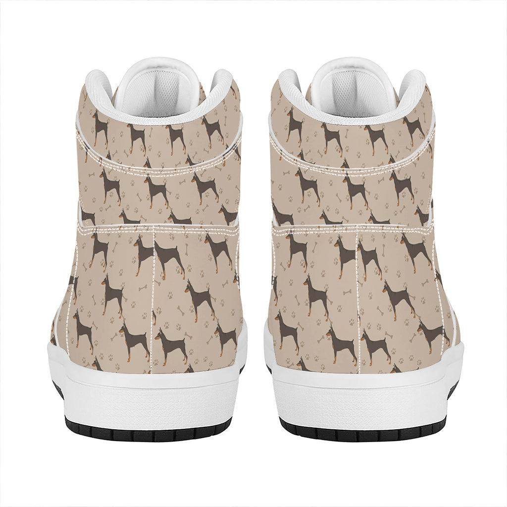 Doberman Pinscher Pattern Print High Top Leather Sneakers