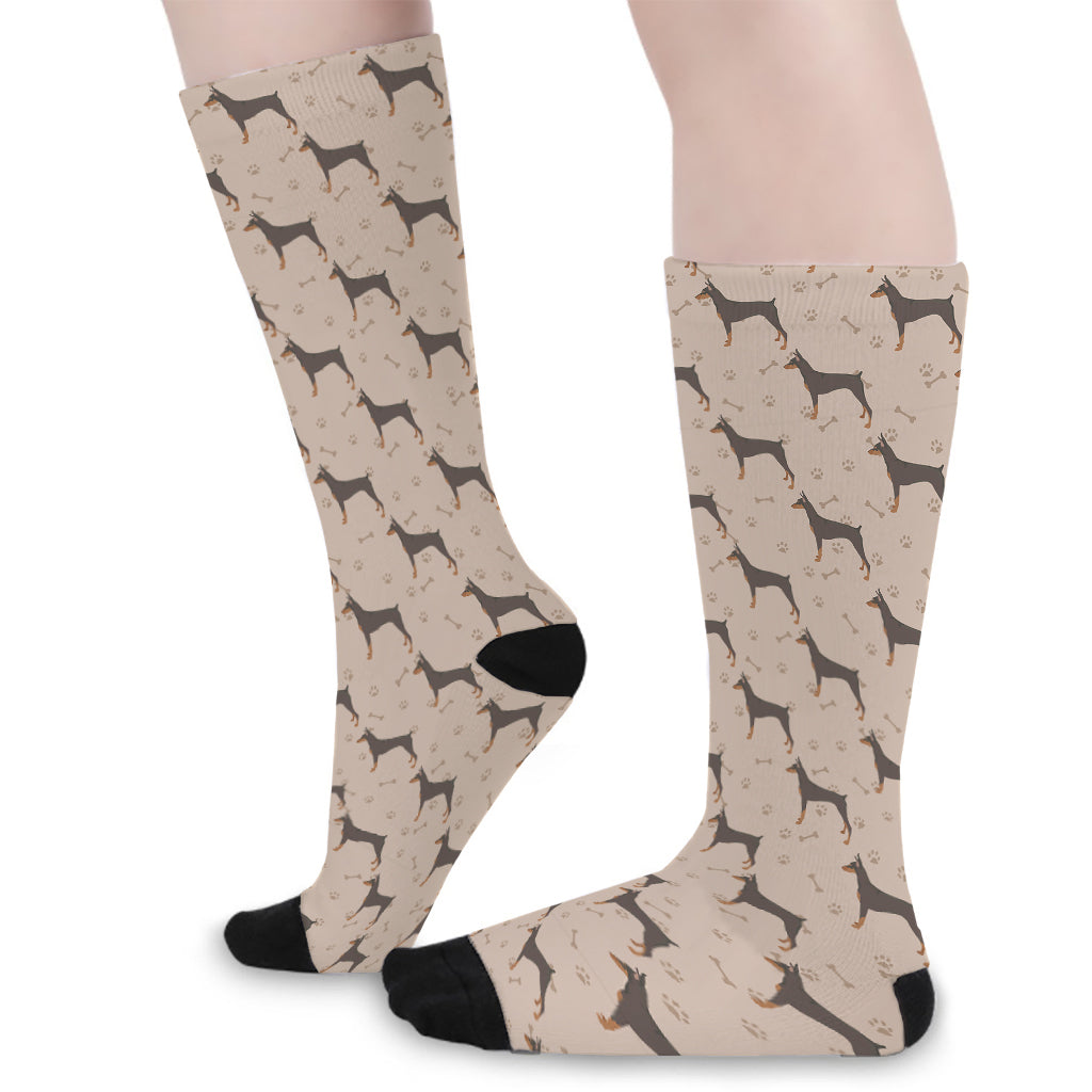 Doberman Pinscher Pattern Print Long Socks