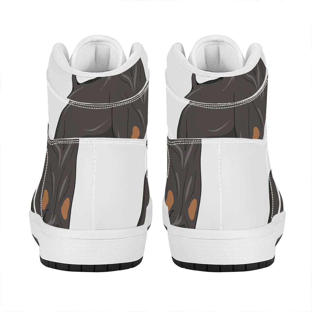 Doberman Pinscher Print High Top Leather Sneakers