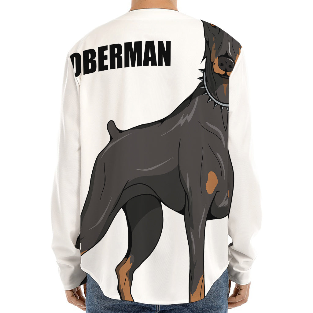 Doberman Pinscher Print Long Sleeve Baseball Jersey