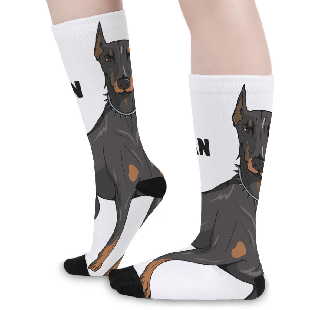 Doberman Pinscher Print Long Socks