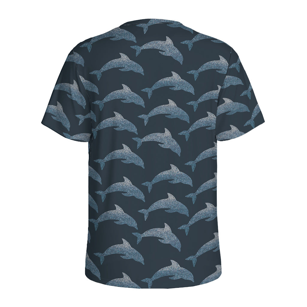 Dolphin Dot Pattern Print Men's Sports T-Shirt