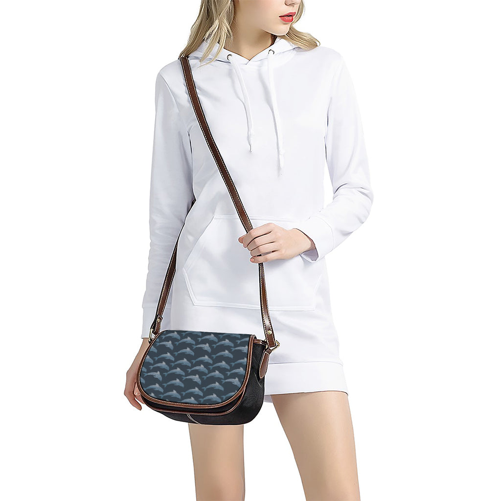 Dolphin Dot Pattern Print Saddle Bag