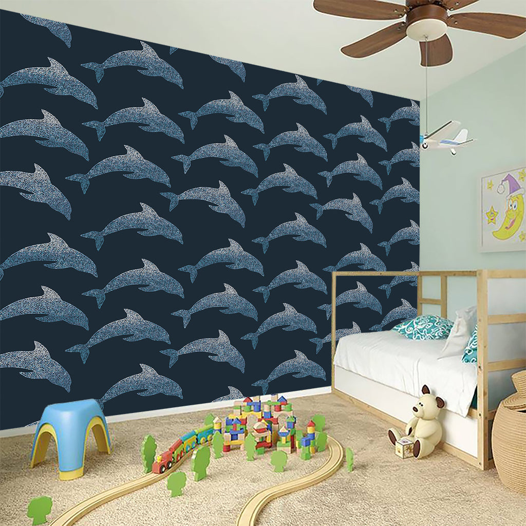 Dolphin Dot Pattern Print Wall Sticker
