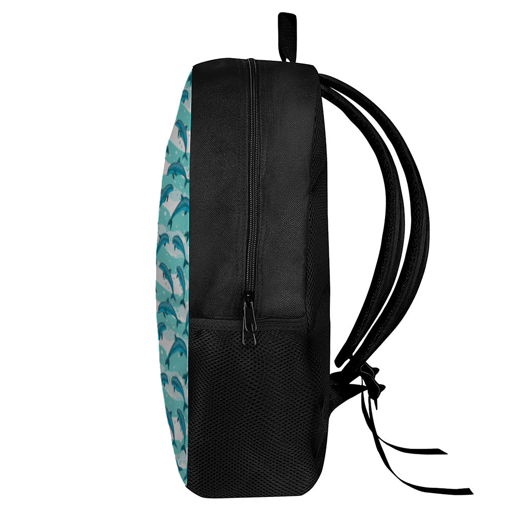 Dolphins In The Ocean Pattern Print 17 Inch Backpack
