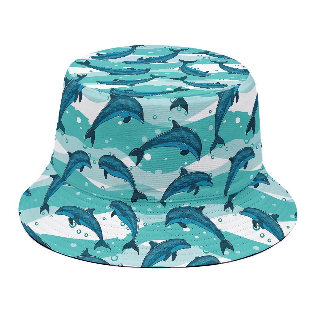 Dolphins In The Ocean Pattern Print Bucket Hat