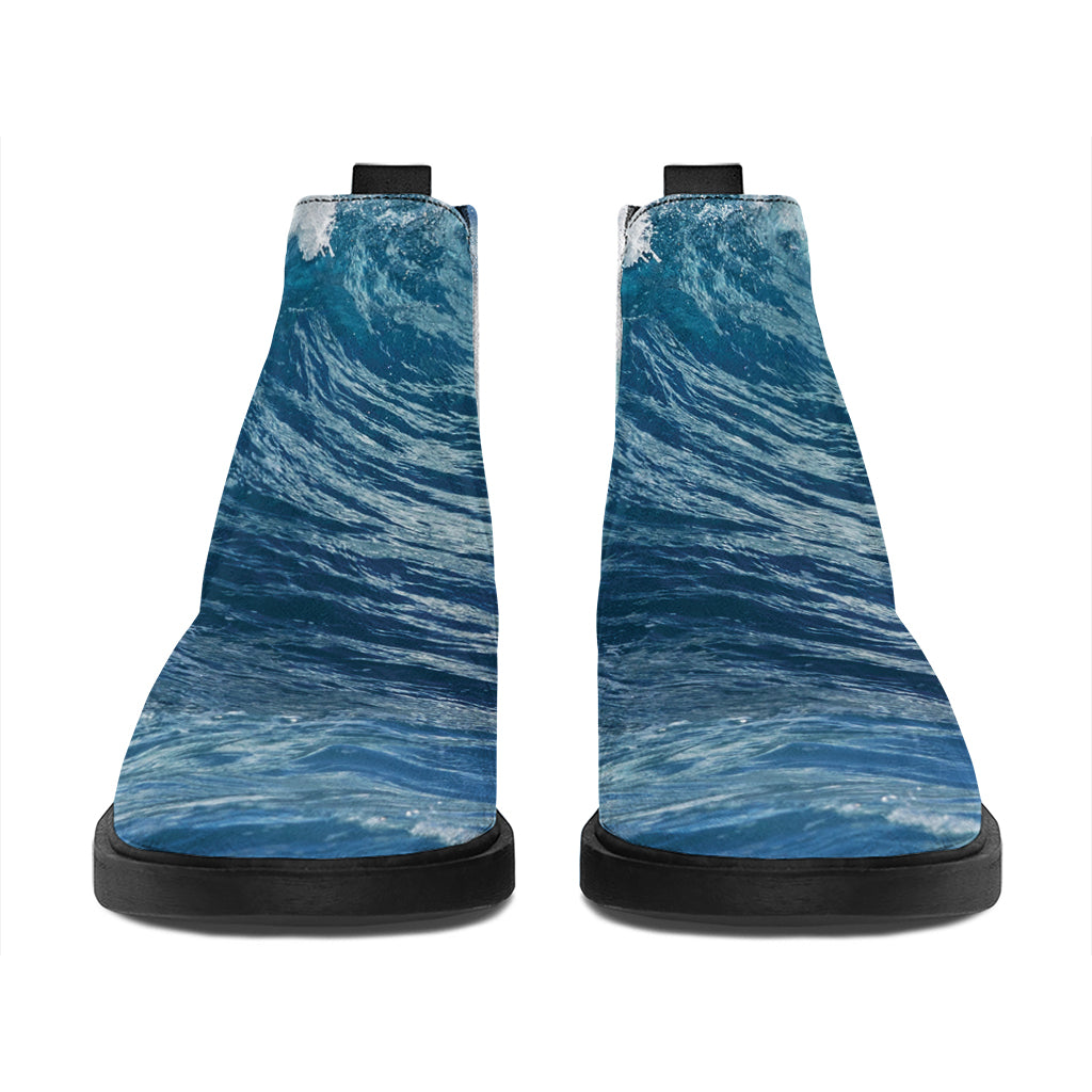 Dolphins Jumping Over Waves Print Flat Ankle Boots