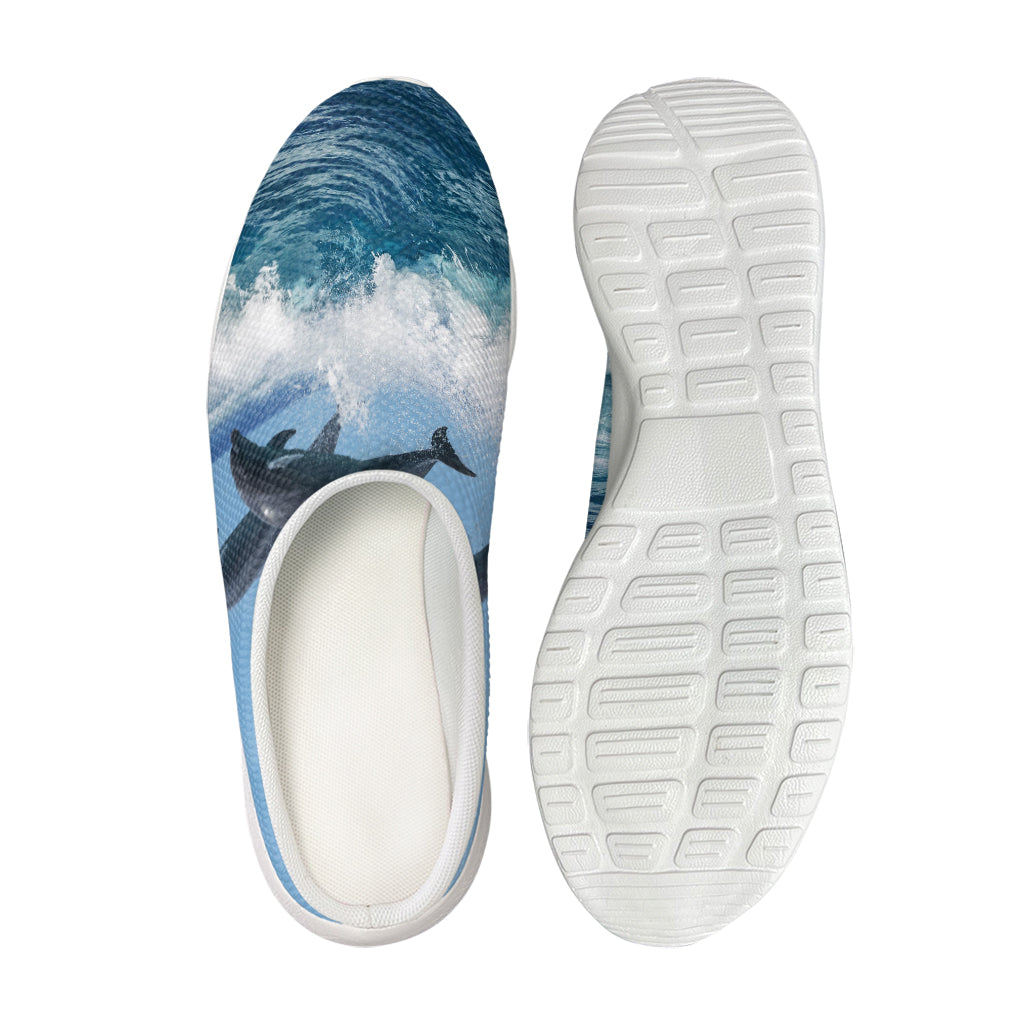Dolphins Jumping Over Waves Print Mesh Casual Shoes