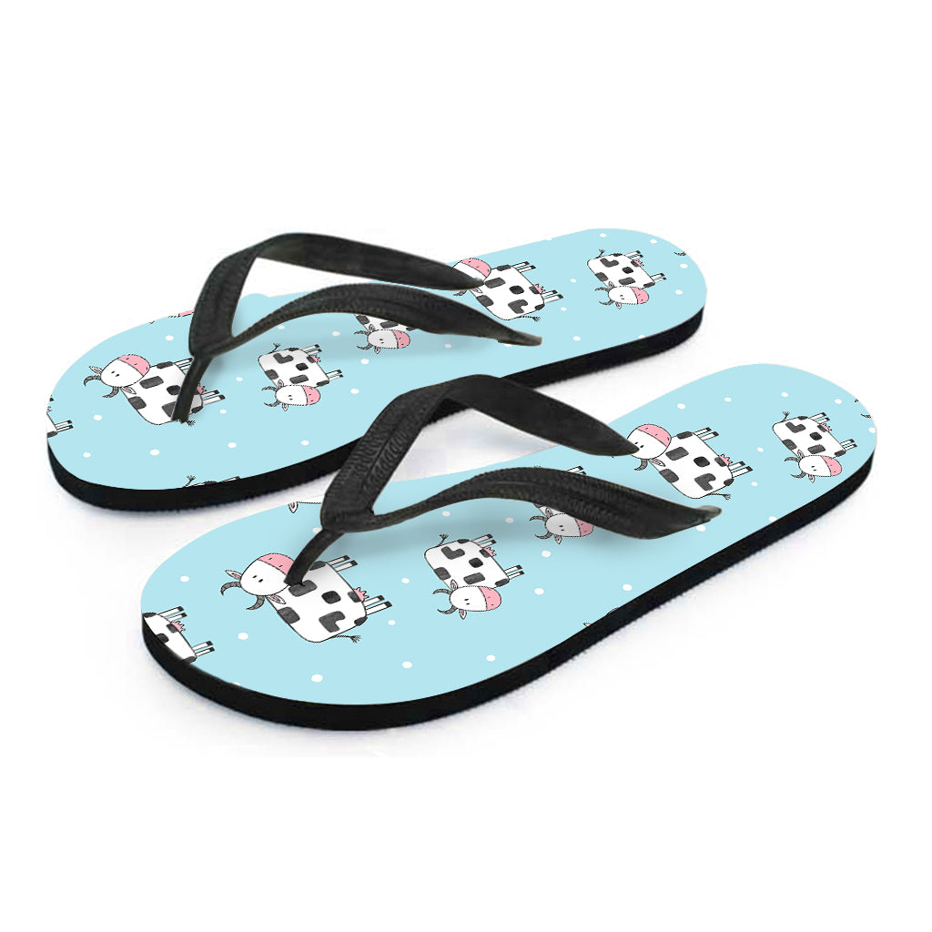 Doodle Cow Pattern Print Flip Flops