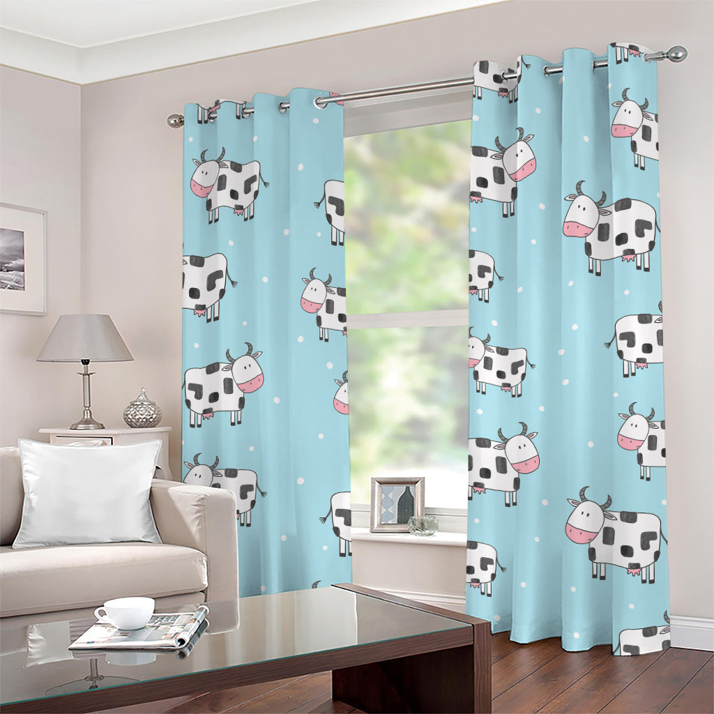 Doodle Cow Pattern Print Grommet Curtains