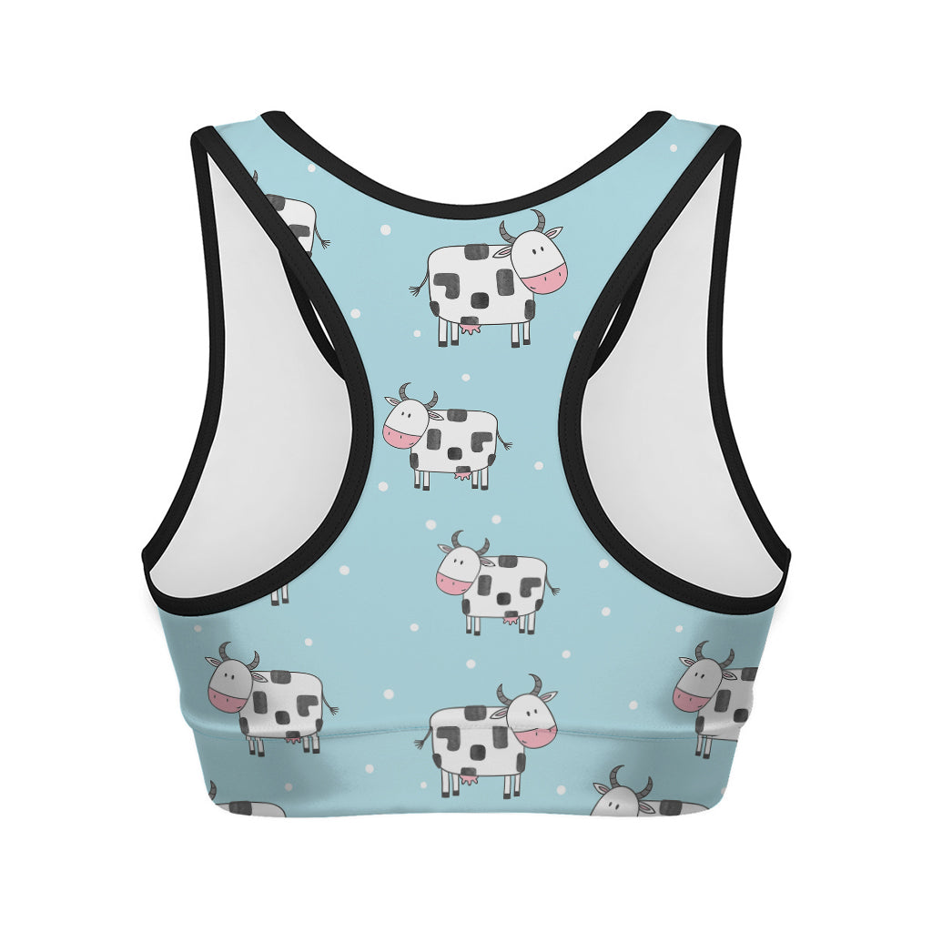 Doodle Cow Pattern Print Women's Sports Bra