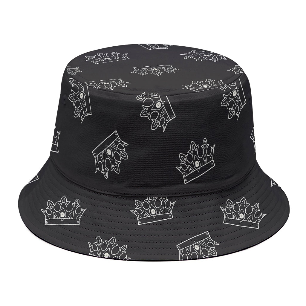 Doodle Crown Pattern Print Bucket Hat