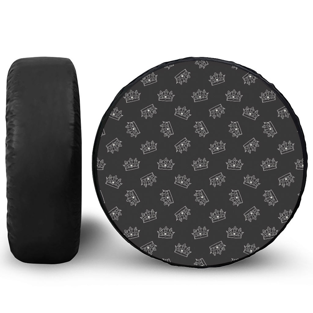 Doodle Crown Pattern Print Tire Cover
