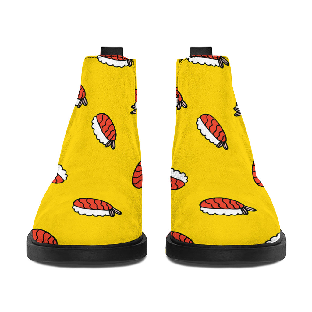 Doodle Japanese Sushi Pattern Print Flat Ankle Boots
