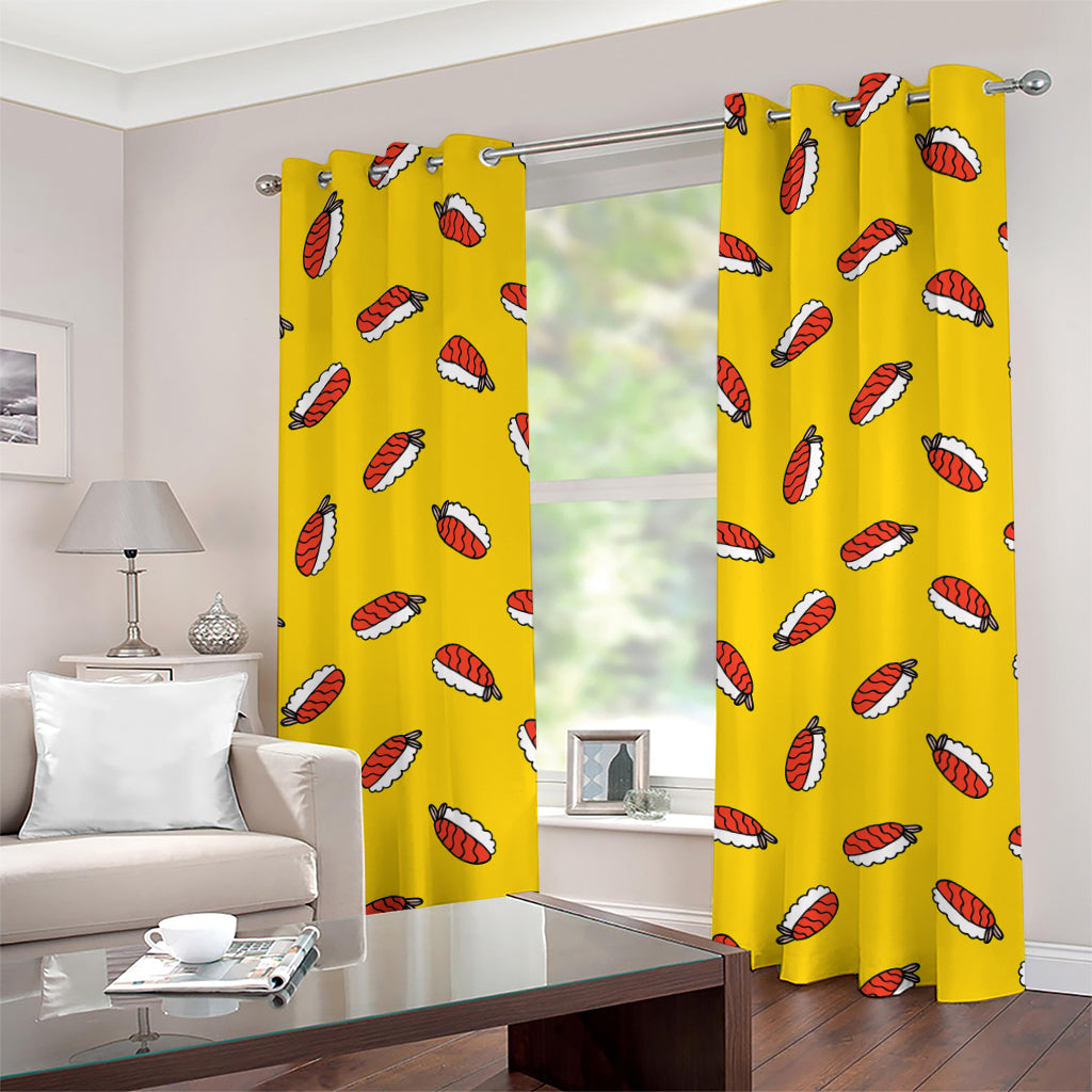 Doodle Japanese Sushi Pattern Print Grommet Curtains