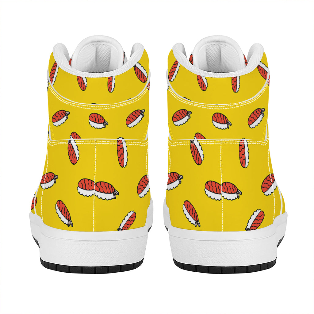 Doodle Japanese Sushi Pattern Print High Top Leather Sneakers