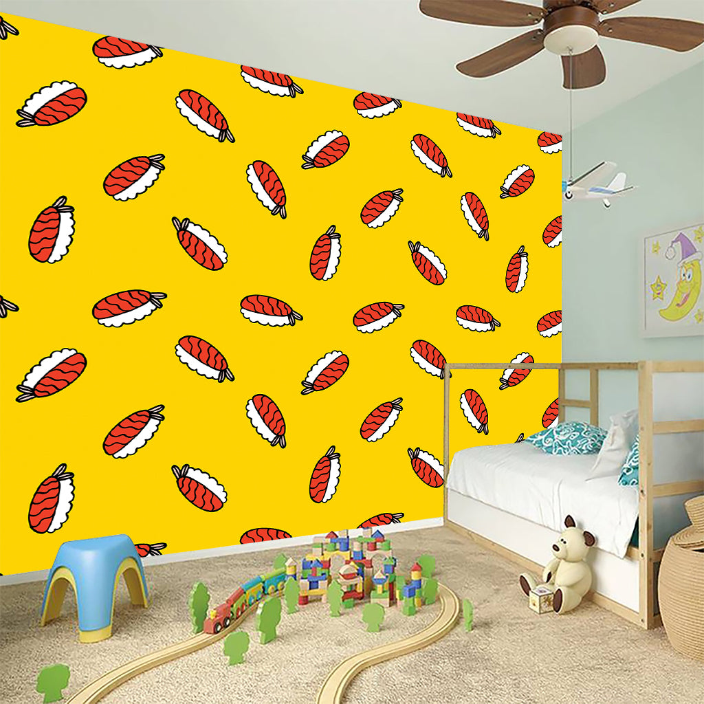 Doodle Japanese Sushi Pattern Print Wall Sticker