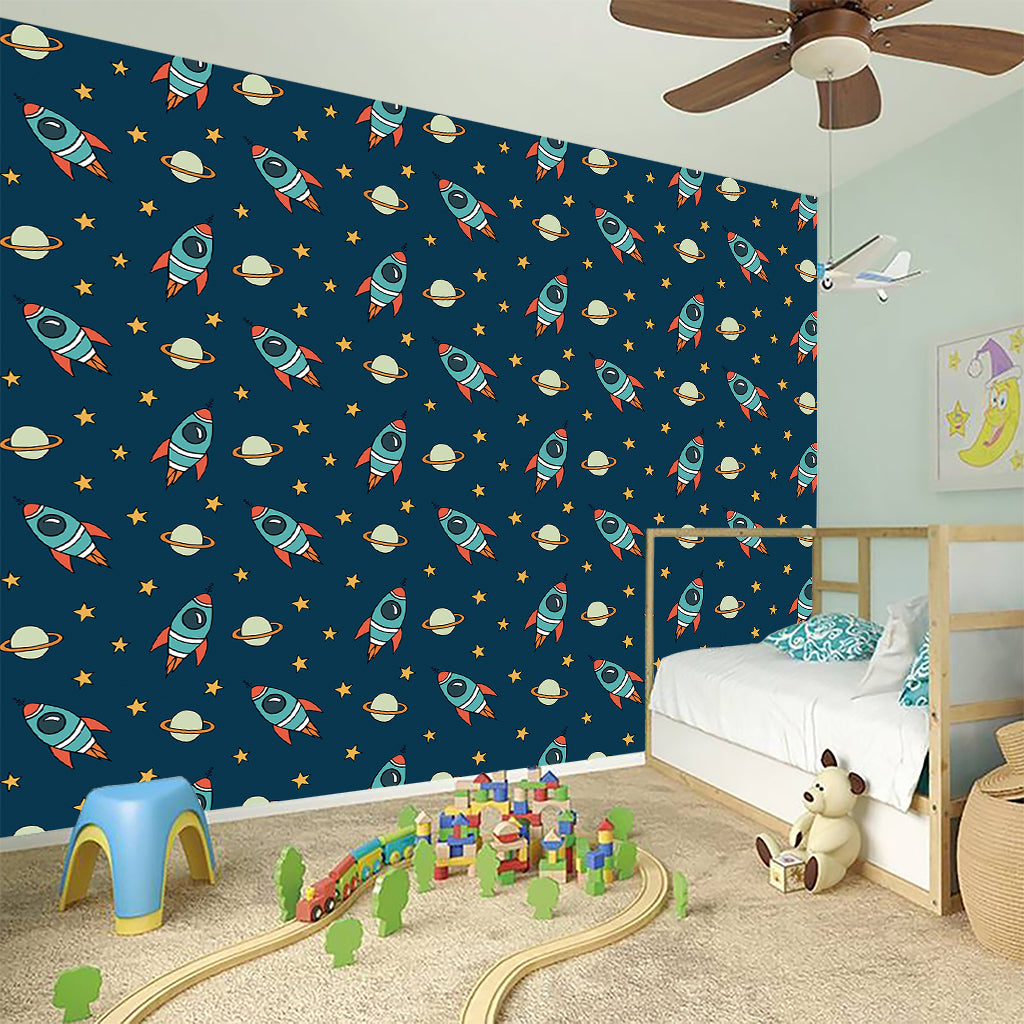 Doodle Rocket Pattern Print Wall Sticker