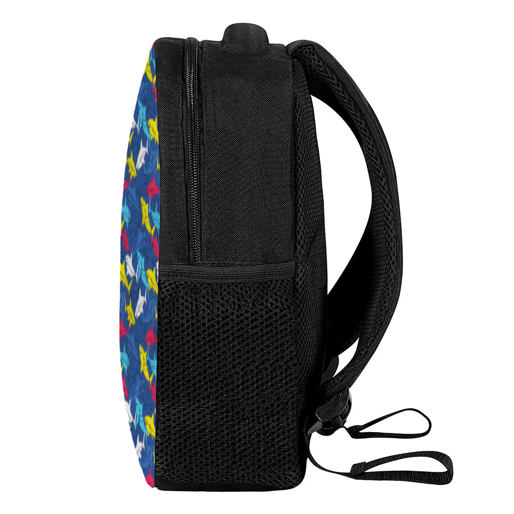 Doodle Shark Pattern Print Casual Backpack