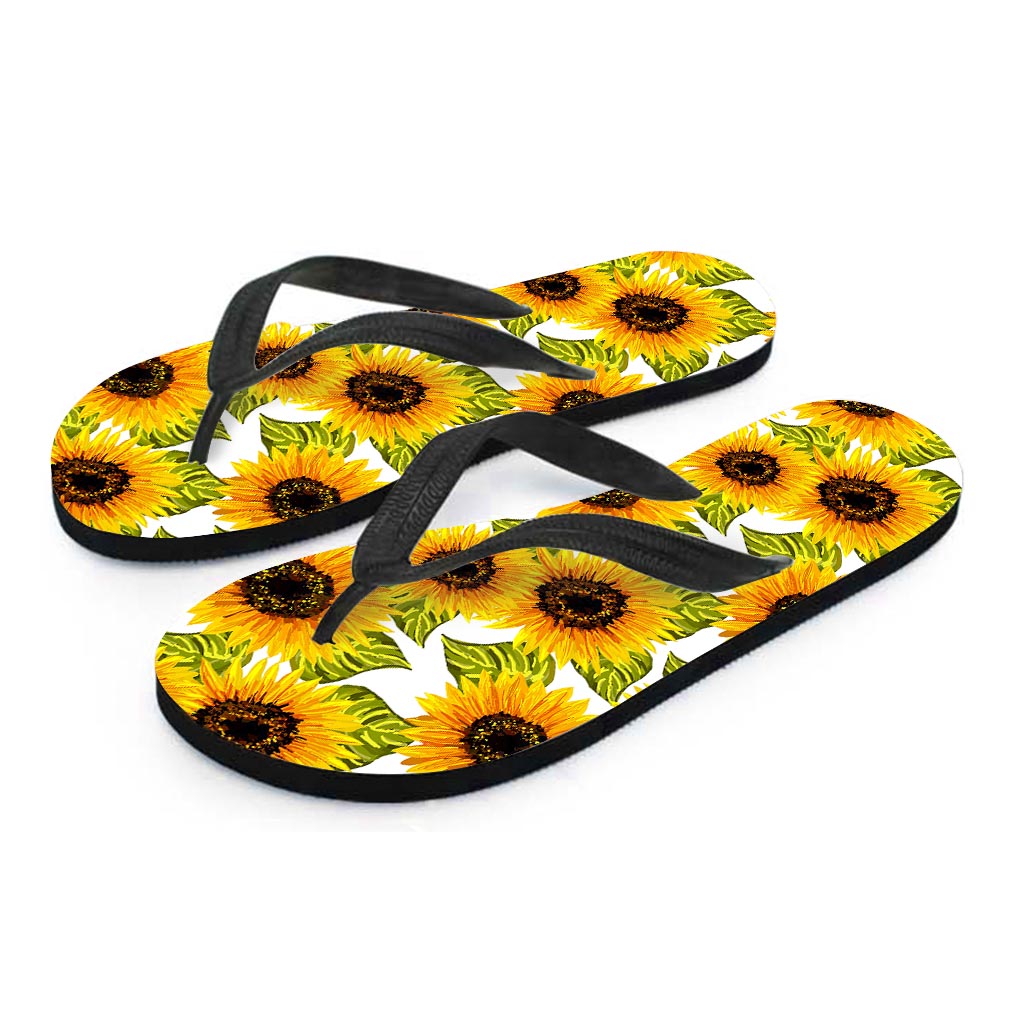 Doodle Sunflower Pattern Print Flip Flops