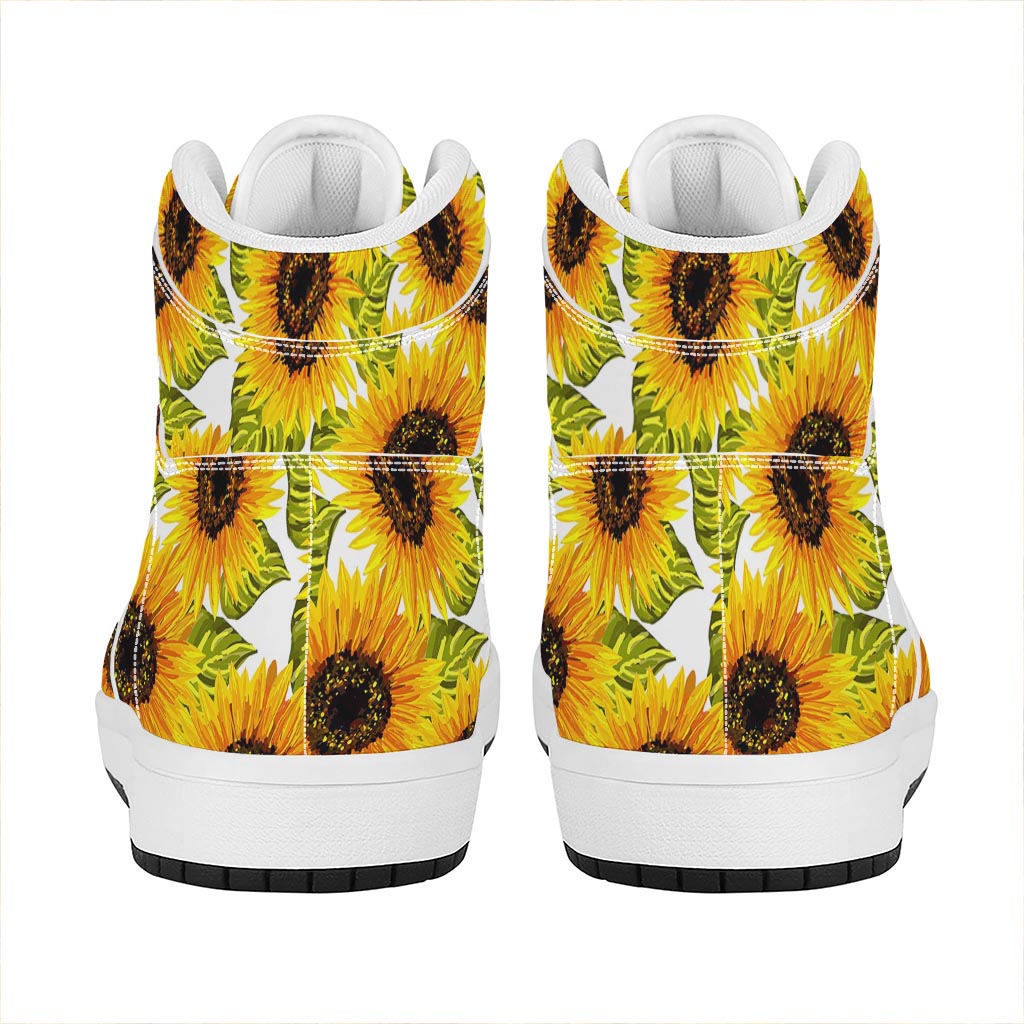 Doodle Sunflower Pattern Print High Top Leather Sneakers