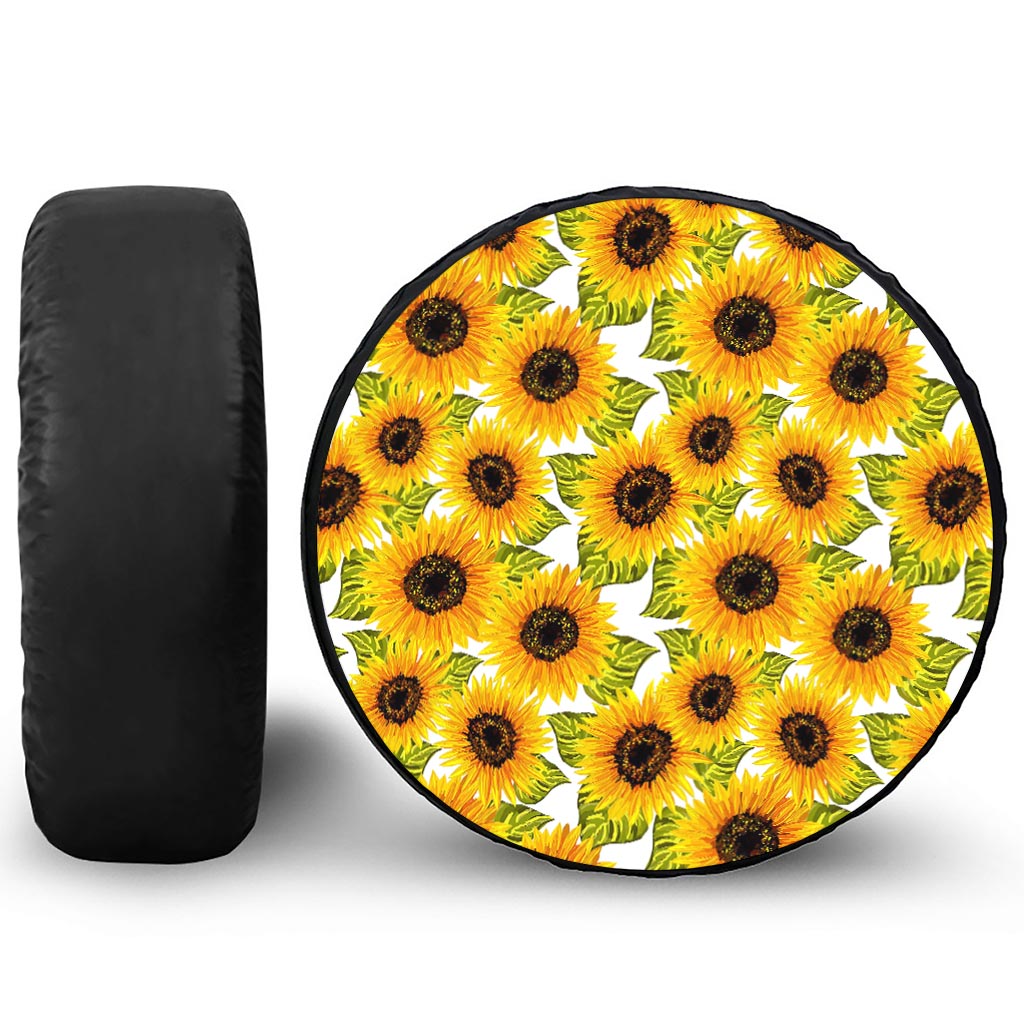 Doodle Sunflower Pattern Print Tire Cover