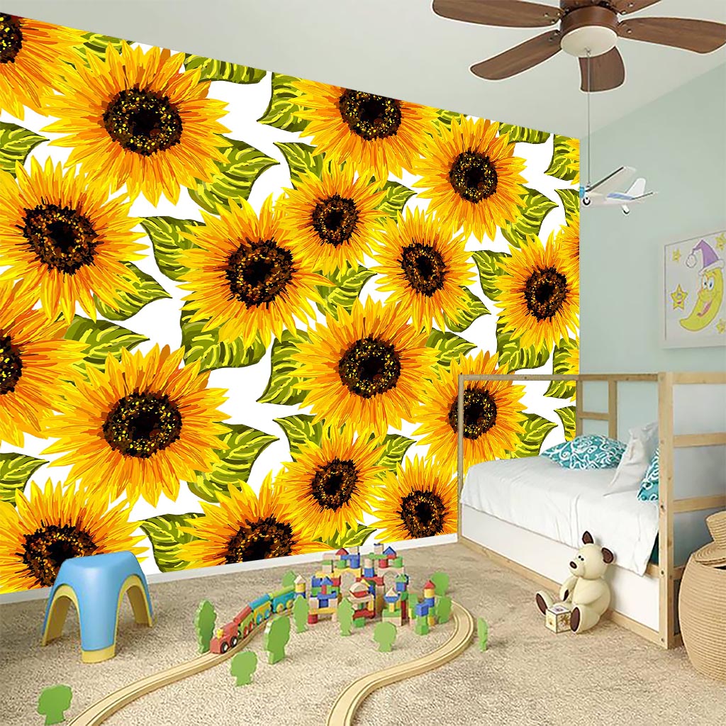 Doodle Sunflower Pattern Print Wall Sticker