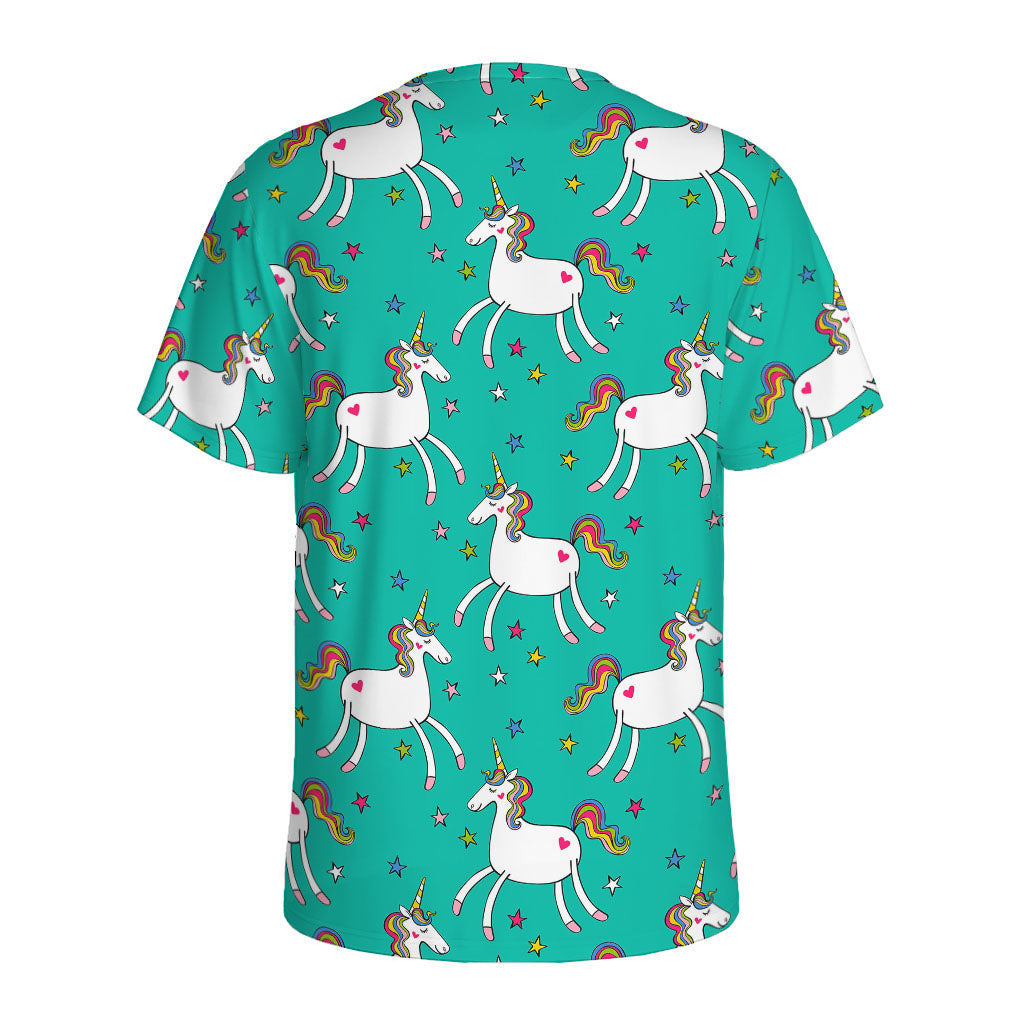 Doodle Unicorn Pattern Print Men's Sports T-Shirt