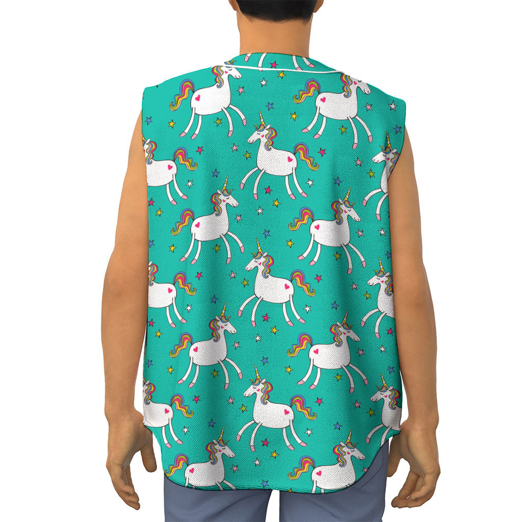 Doodle Unicorn Pattern Print Sleeveless Baseball Jersey