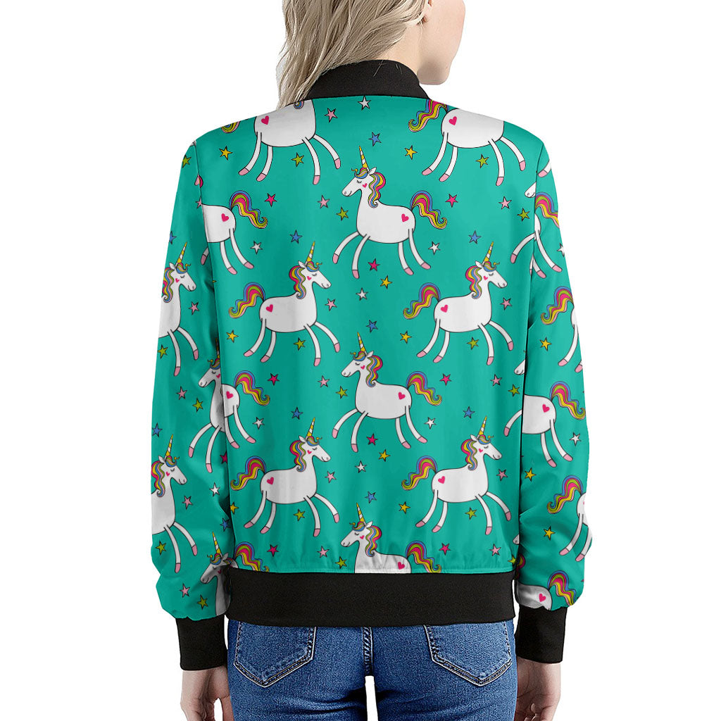 Doodle Unicorn Pattern Print Women's Bomber Jacket