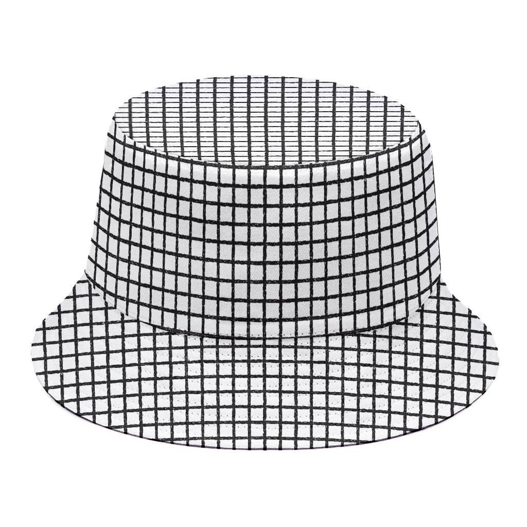 Doodle Windowpane Pattern Print Bucket Hat
