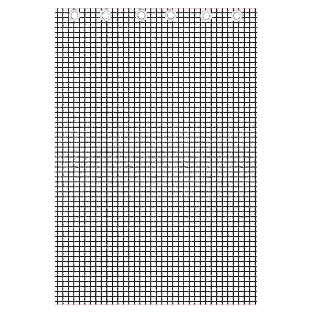 Doodle Windowpane Pattern Print Curtain