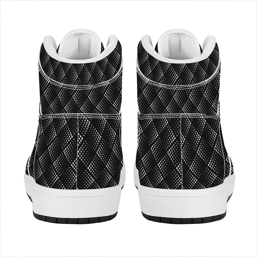 Dot Geometric Square Pattern Print High Top Leather Sneakers