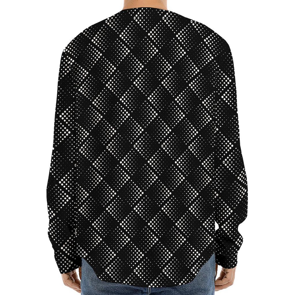 Dot Geometric Square Pattern Print Long Sleeve Baseball Jersey